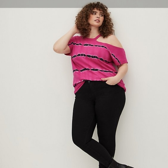 NWT Torrid size 1 off the shoulder tie dye grey and pink - Picture 5 of 5